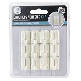 JE CHERCHE UNE IDEE CMDI8622 Lot de 12 Crochets Adhésif, Plastique, Blanc, 1,7 x 1,2 x 2,3 cm JE CHERCHE UNE IDEE CMDI8622 Lot de 12 Crochets Adhésif
