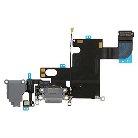 Pièce détachée compatible Apple - Nappe écouteurs (jack) / connecteur charge (dock) et micro pour iPhone 6 gris sidéral