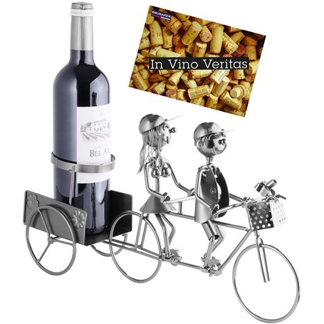 BRUBAKER Porte-Bouteille de vin - Couple à vélo/en Tandem - Métal - Carte de vœux Incluse - Idée Cadeau Originale - Objet décora