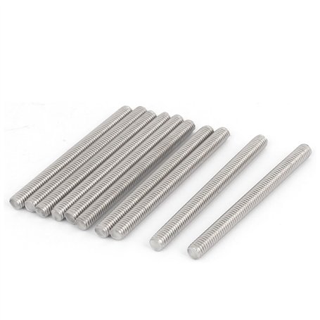 sourcing map Tige Filetée M6x70mm Acier Inoxydable 304 tige filetée mâle ton argent 10pcs