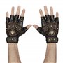 WIDMANN MILANO PARTY FASHION leather look STUDDED FINGERLESS SKULL & CROSS BONES GLOVES - (One Size Fits Most Adult)