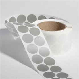 Tissu points, argent – Gris, 1 rouleau à 1000 pièces, 30 mm Diam./Pastilles adhésives/Tissu Tissu points