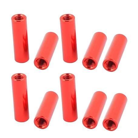 sourcing map 10 Pcs M3 x 16mm Rond Aluminium Colonne Alliage Entretoise Espacement Goujon Fixation pour Quadcopter Rouge