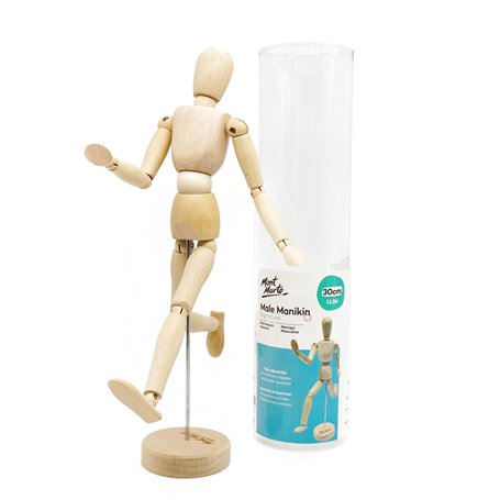 Mont Marte Mannequin Homme 30 cm – Modèle de Dessin – Figurine Idéal – Marionnette en Bois – pour Les Débutants