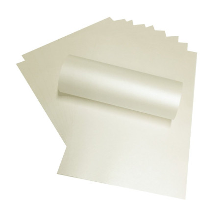 Quarzo Lot de 20 feuilles de papier nacré double face Ivoire pâle 120 g/m² Convient pour imprimantes jet d'encre et laser