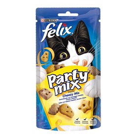Purina Felix Party Mix Snack Chat Cheezy Mix avec Fromage Cheddar, Gouda et Edamer, 8 boîtes de 60 g Purina Felix Party Mix Snack Chat Cheezy Mix avec Fromage Cheddar