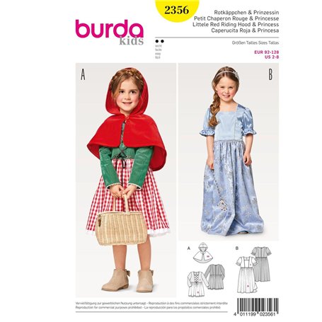 Burda Patron Carnaval 2356 Petit Chaperon Rouge et Princesse