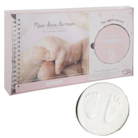 Générique Coffret de Naissance Fille - Album de Naissance Souvenirs + Boîte à Empreinte Mains Pieds Bébé