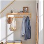 SoBuy FHK06-N Étagère Porte-Serviette Porte-Manteau Mural Penderie Patère Murale en Bambou avec Étagère et 6 Crochets - L90 x P1