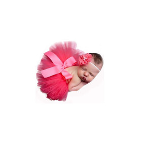 Nouveau-né Tutu Vêtements Jupe Coiffe Fleur Photo Photographie Prop Outfit, Rouge Nouveau-né Tutu Vêtements Jupe Coiffe Fleur Photo Photographie Prop Outfit
