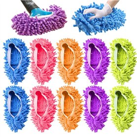Lot de 5 paires de chaussons jetables en microfibre pour nettoyer le sol des invités - Pour homme et femme - Pour salle de bain, Lot de 5 paires de chaussons jetables en microfibre pour nettoyer le sol des invités - Pour homme et femme - Pour salle de bain
