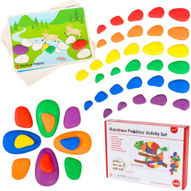 EDX Education 13206 Rainbow Pebbles Activity Set - Sorting and Stacking - Construction - Early Math Activity, 48 Pebbles and Fil EDX Education 13206 Rainbow Pebbles Activity Set - Sorting and Stacking - Construction - Early Math Activity