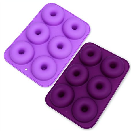 Lot de 2 moules à donuts anti-adhésifs en silicone à 6 emplacements pour gâteaux