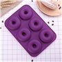 Lot de 2 moules à donuts anti-adhésifs en silicone à 6 emplacements pour gâteaux, biscuits, bagels, muffins (violet foncé et vio