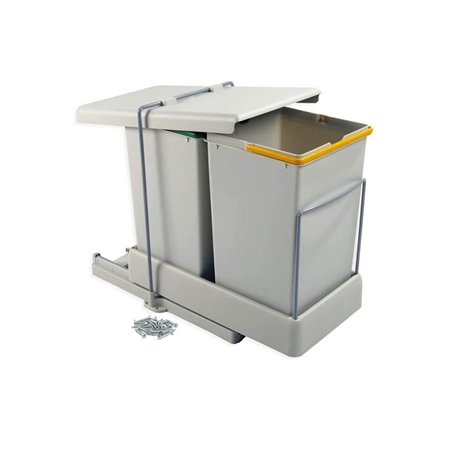 EMUCA 8077221 - Contenedores de reciclaje Emuca de fijación inferior y extracción automática con 2 vasos de 14 litros