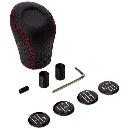 SUMEX 2505GRG Race Sport Pommeau de levier de vitesse en cuir Noir classique avec point rouge