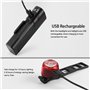LE - Ensemble d'Éclairage de Vélo LED CREE, Lampe Vélo LED Avant et Feu Arrière Rechargeable USB et Étanche, 4 Modes d'Éclairage