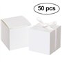 Awtlife Lot de 50 boîtes à friandises Blanches avec 50 Rubans pour décoration de fête de Mariage 5 cm