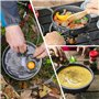 Queta 10 Pcs Cookware Casseroles Camping Poêlé en Aluminium Kit de Cuisine avec Assiette Bol Ustensiles de Cuisine pour en Campi