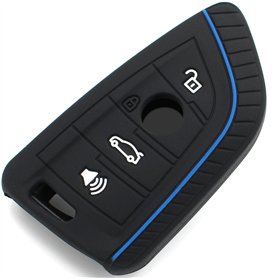 Finest-Folia - Coque en Silicone BE pour clé de Voiture à 4 Boutons - Noir et Bleu Finest-Folia - Coque en Silicone BE pour clé de Voiture à 4 Boutons - Noir et Bleu