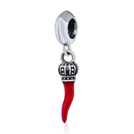 Breloque en forme de corne rouge en argent sterling 925 pour bracelet Pandora