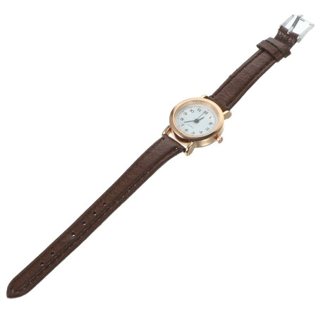 UKCOCO Quartz Analogique - Femme Analogique Quartz Montre avec Bracelet en Cuir Marron Cadran Blanc