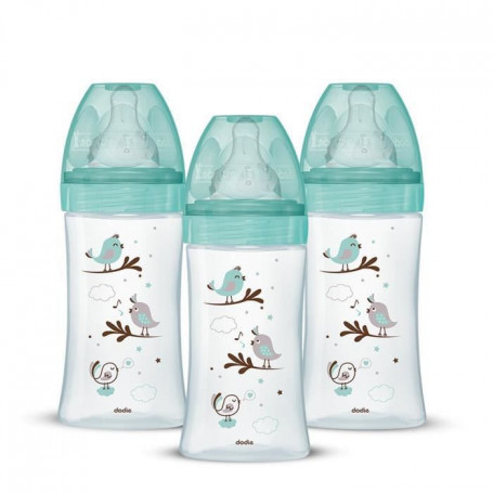 Lot de 3 Biberons DODIE Anti-Colique Initiation+ - Verre - 270ml - 0-6 Mois - Té 38,99 €