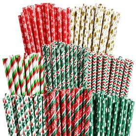 ALINK Lot de 200 pailles en papier biodégradables recyclables colorées pour Noël, anniversaire, mariage, fête ALINK Lot de 200 pailles en papier biodégradables recyclables colorées pour Noël