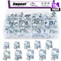 Swpeet Lot de 84 colliers de serrage plaqués zinc 10 tailles pour tuyau d'injection de carburant