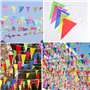 140M Décorations en Tissu de Nylon Drapeaux Fanion Triangle Banderole Coloré pour Fête