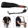 Sangle De Cou De Saxophone Sangle De Cou Noir Réglable en Cuir PU Souple Réglable Universellement avec des Pièces De Musique en