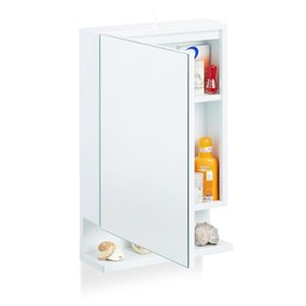 Relaxdays, Blanc Armoire de Toilette 1 Porte Miroir 3Tablettes Prise Courant Meuble Mural Placard SDB, 55x35x12 cm, HLP 55 x 35  Relaxdays