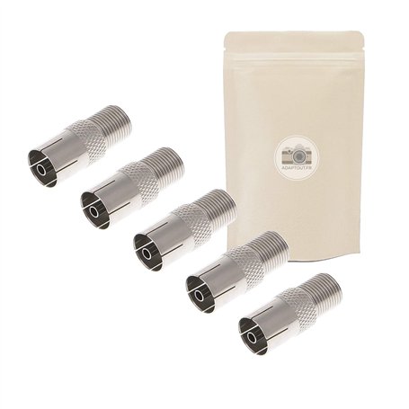 X5 Adaptateur Antenne TV Coaxial RF Femelle vers Connecteur à Vis Type F Embase Câble - Adaptout Marque Française