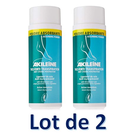 Akiléïne très forte transpiration poudre absorbante myco-préventive lot de 2