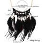 Amorar Collier Indien, Femme Bijoux Feather Pendant Choker Collier Rétro Collier de Plumes Alliage Collier Boho Chaîne de Pull D