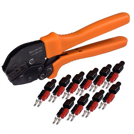 Pince à sertir Manuelle à Cliquet pour 15A 30A 45A Connecteurs et 10*Batterie à Connexion Rapide 45A