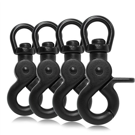 Ganzoo © Lot de 4 mousquetons ciseaux avec tête pivotante pour laisse de chien - En acier allié - Longueur : 61 mm - Convient ég