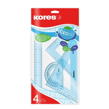 Kores - Geo30 : Coffret de Mathématiques à 4 Pièces pour Enfants et Étudiants