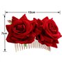 iwobi 2 Pièces Rose Pince À Cheveux Fleur Femmes Rose Fleur, Accessoire Casque pour Les Femmes Filles Mariage Nuptiale (Rouge)
