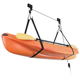 ASMSW Support de plafond pour kayak - Système de poulie pour kayak - Capacité de 45,4 kg - Avec sangles ASMSW Support de plafond pour kayak - Système de poulie pour kayak - Capacité de 45