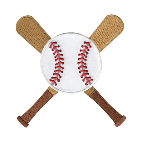 PatchMommy Patch Écusson Brodé Thermocollant en Forme de Balle de Baseball et Battes Sport - Pièce Brodée à Coudre ou Coller au