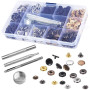Gasea 120 Set Boutons Pression Cuir Kit 6 Couleur Snaps Métal avec 4PCS Outils de Fixation pour Vêtements, Cuir, Veste, Vêtement