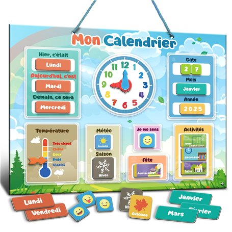 Mon Premier Calendrier par SmartPanda – Jeu Éducatif Magnétique pour Enfants – Comprend une Horloge