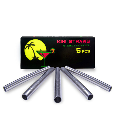5 Pailles courtes en acier inoxydable 70 mm très hygiénique et réutilisable