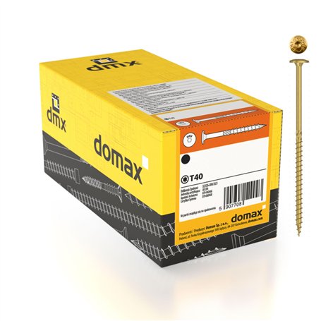 DMX - Lot de 200 vis à tête plate 5 x 60 - Vis pour construction - Vis à bois - Pour panneaux d'aggloméré - Vis à tête plate - T