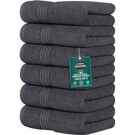 Utopia Towels - Lot de 6 Serviettes de Toilette de Luxe, (41 x 71 CM) 100% Coton filé, légères et très absorbantes pour la Salle Utopia Towels - Lot de 6 Serviettes de Toilette de Luxe