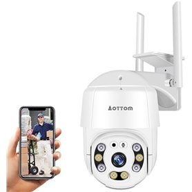 PTZ Dôme Caméra de Surveillance WiFi Extérieure Aottom 1080P Caméra de sécurité IP sans Fil, Audio bidirectionnel, Détecteur de  PTZ Dôme Caméra de Surveillance WiFi Extérieure Aottom 1080P Caméra de sécurité IP sans Fil