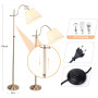 ACMHNC Lampadaire Sur Pied Salon, Lampe Sur Pied Vintage Dimmable avec Télécommande, 3000k-6000k, E27 Lampadaire Salon Doré avec