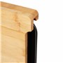 Relaxdays Planche à découper bambou, bac récupérateur, tiroir plastique, cuisine moderne, 3,5 x 38 x 26 cm, nature