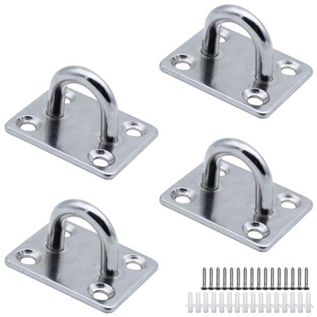 MZMing Lot de 4 Crochets à œillet M5 Très Résistants en Acier Inoxydable 304 à 4 Trous pour Bateau Gréement de Yoga